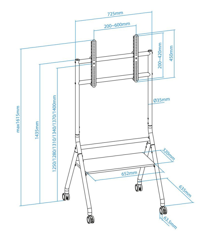 Soporte de suelo con ruedas tooq idreams 37 pulgadas - 86 pulgadas fs20206m - b negro