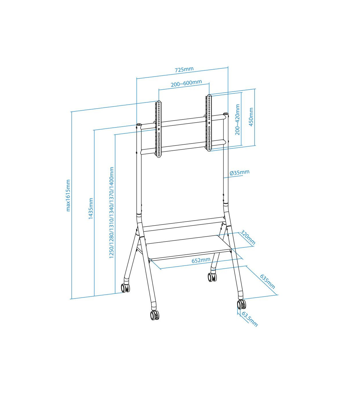 Soporte de suelo con ruedas tooq idreams 37 pulgadas - 86 pulgadas fs20206m - b negro