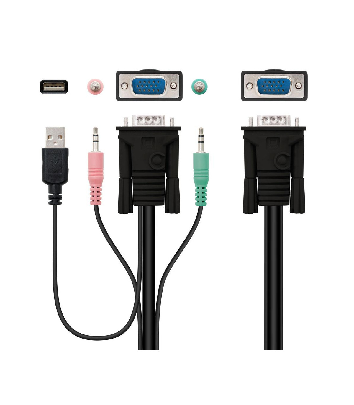 Conmutador kvm nanocable vga usb 1u - 2pc+cable - negro