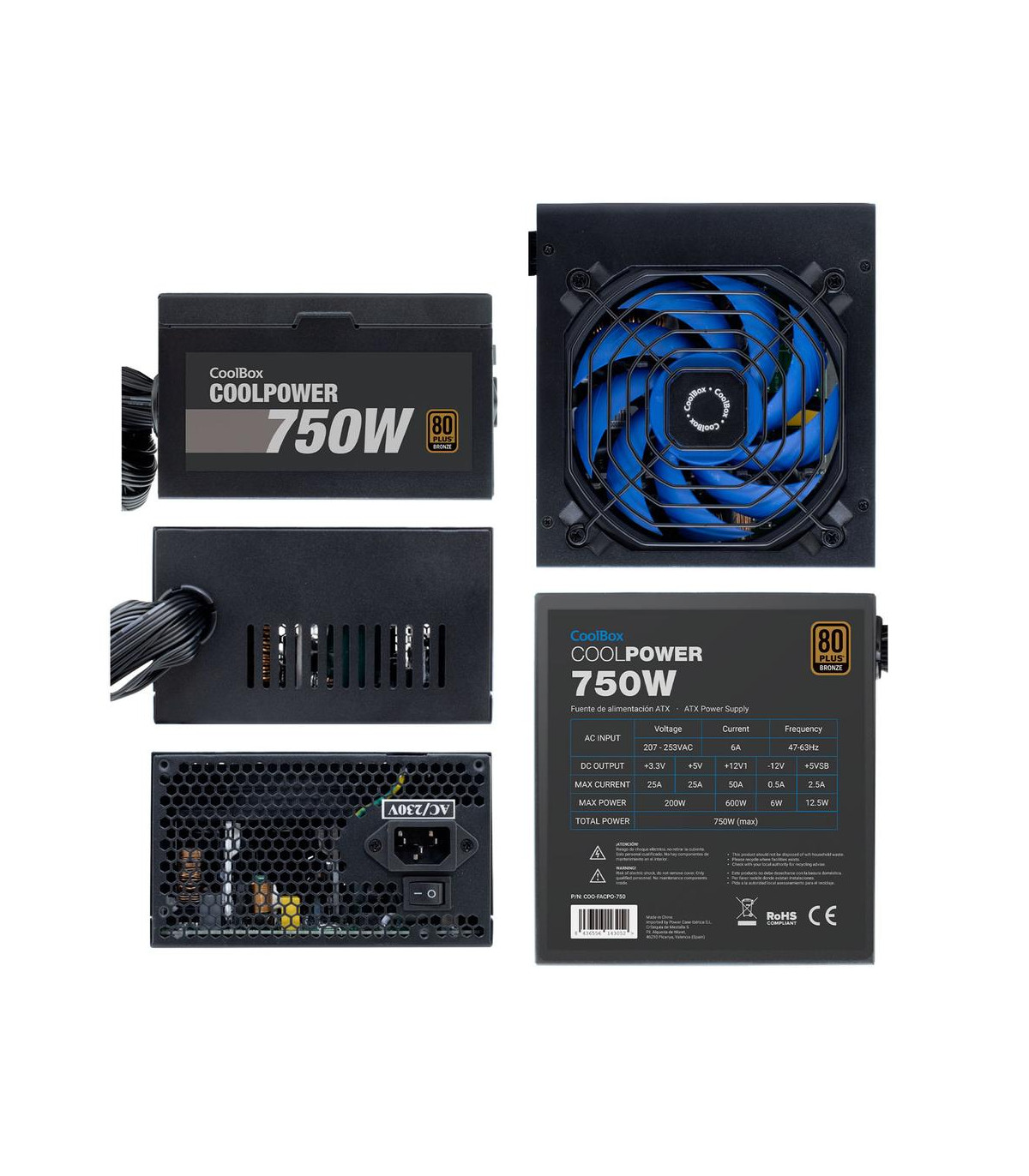 Fuente de alimentacion coolbox coolpower gaming atx 750w