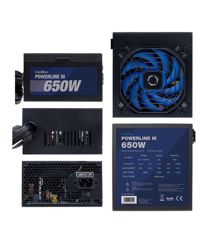 Fuente de alimentacion coolbox powerline iii gaming atx 650w