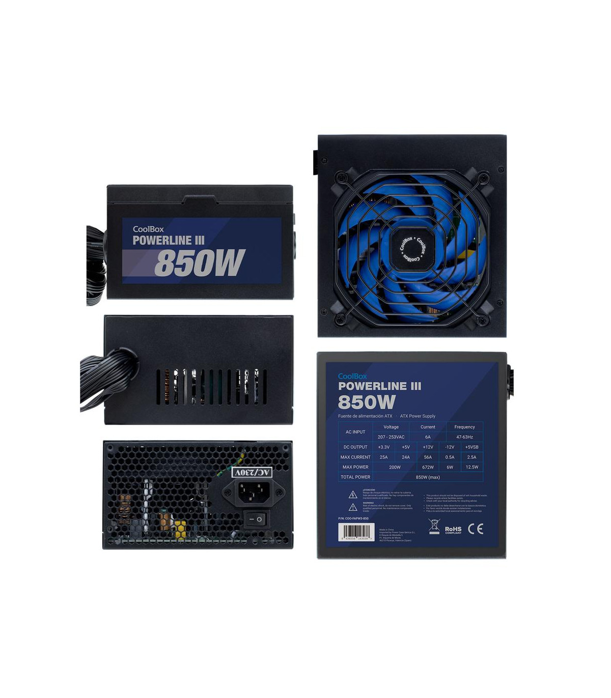 Fuente de alimentacion coolbox powerline iii gaming atx 850w