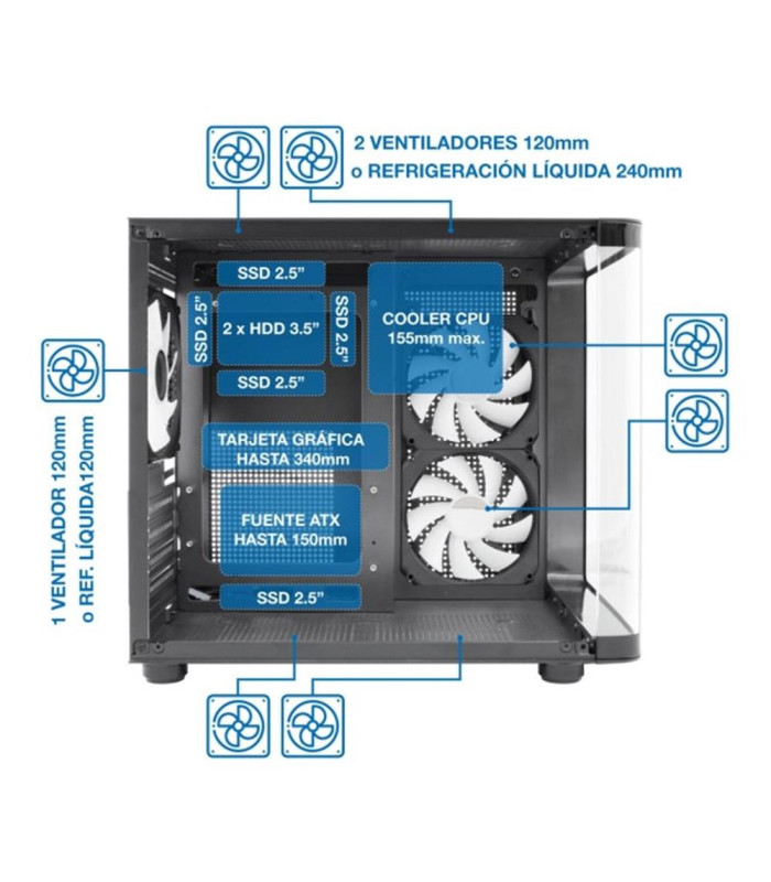 Caja ordenador gaming coolbox gm100 vision argb microatx