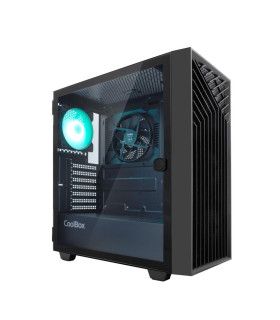 Caja ordenador gaming coolbox ga300 grid line atx argb cristal templado negro