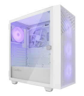 Caja ordenador gaming coolbox ga300 grid line atx argb cristal templado blanco