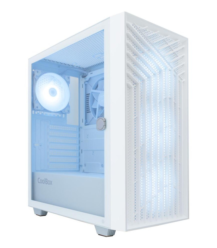 Caja ordenador gaming coolbox ga300 grid line atx argb cristal templado blanco