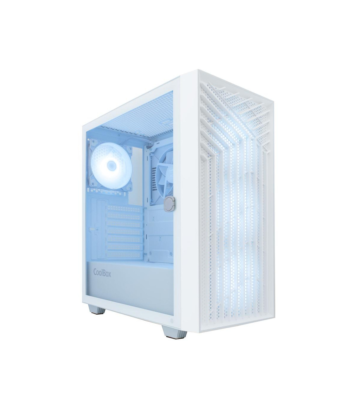 Caja ordenador gaming coolbox ga300 grid line atx argb cristal templado blanco