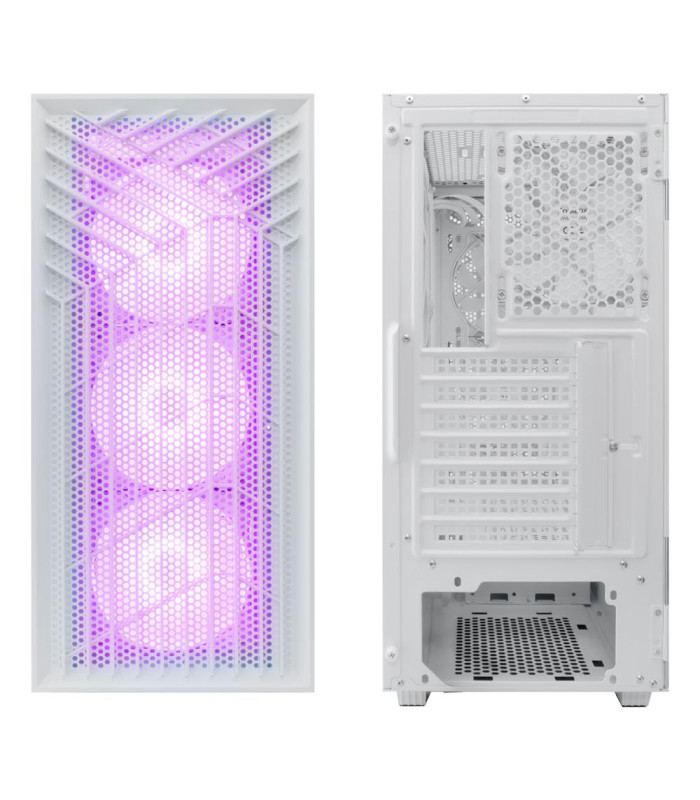 Caja ordenador gaming coolbox ga300 grid line atx argb cristal templado blanco