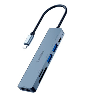 Minidock coolbox c61 aluminio usb - c a hdmi 4k - 2xusb - a - usb - c pd - sd - microsd pc - mac - consolas