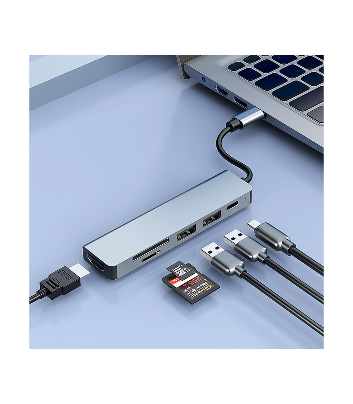 Minidock coolbox c61 aluminio usb - c a hdmi 4k - 2xusb - a - usb - c pd - sd - microsd pc - mac - consolas