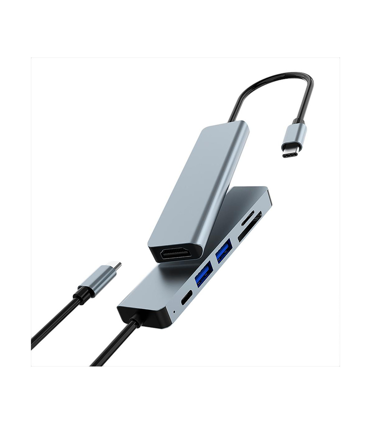 Minidock coolbox c61 aluminio usb - c a hdmi 4k - 2xusb - a - usb - c pd - sd - microsd pc - mac - consolas