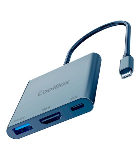 Minidock coolbox c31 aluminio usb - c a hdmi 4k - usb - a - usb - c 3.2 gen1 pc - mac - consolas