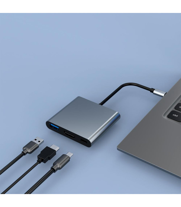 Minidock coolbox c31 aluminio usb - c a hdmi 4k - usb - a - usb - c 3.2 gen1 pc - mac - consolas