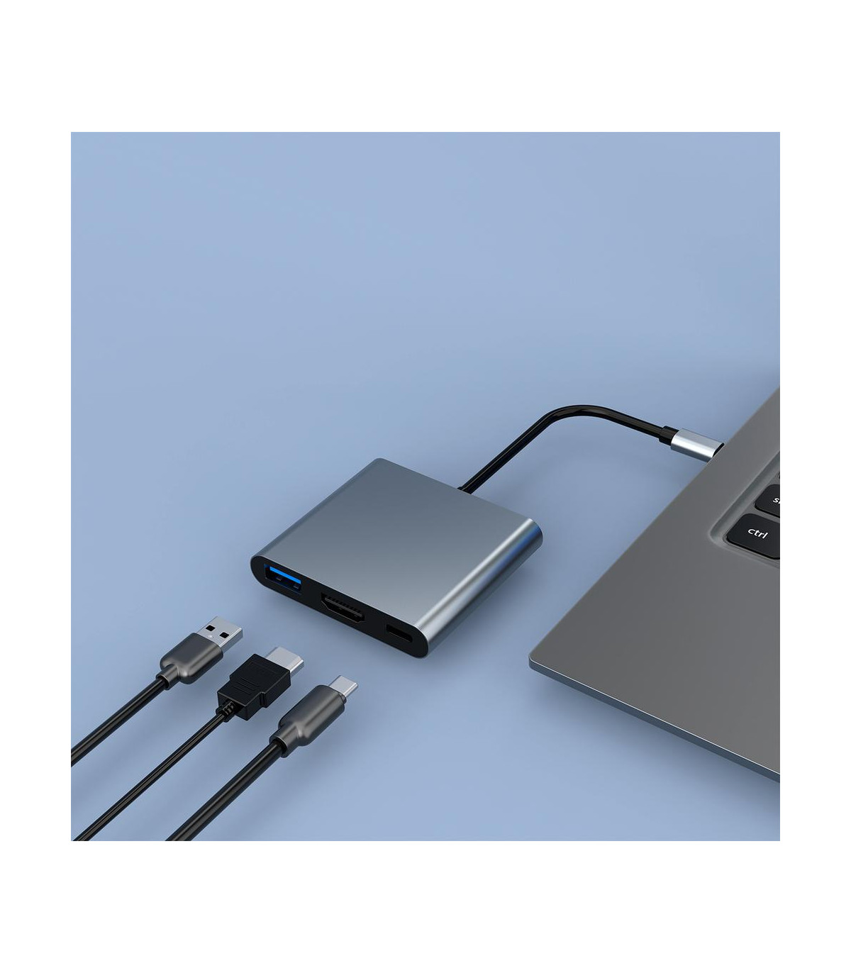 Minidock coolbox c31 aluminio usb - c a hdmi 4k - usb - a - usb - c 3.2 gen1 pc - mac - consolas