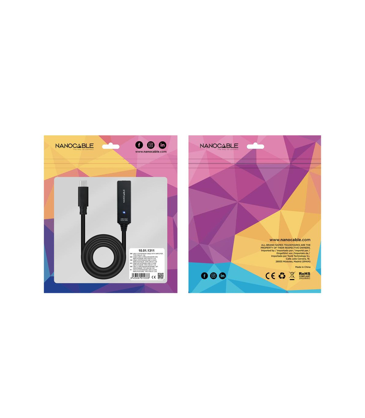 Cable prolongador nanocable con amplificador usb 3.2 gen1 usb - c - m - usb - c - h - 5 m