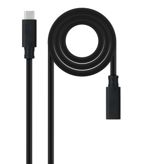 Cable prolongador nanocable usb - c 3.2 gen2x2 20gbp 100w - 5a - 4k - 60hz - usb - c - m - usb - c - h - negro - 1 m