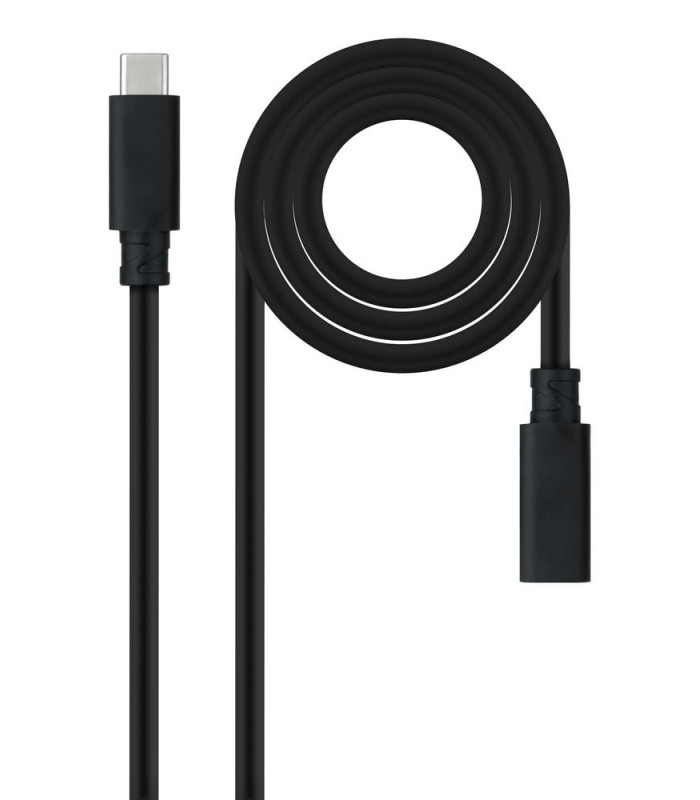 Cable prolongador nanocable usb - c 3.2 gen2x2 20gbp 100w - 5a - 4k - 60hz - usb - c - m - usb - c - h - negro - 1 m