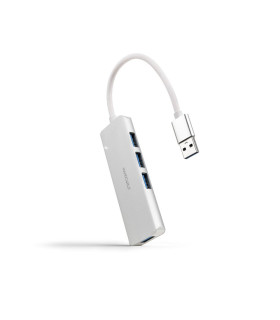 Hub nanocable usb - a 3.0. a 4xusb3.0 usb - a - m - usb 3.0 - h aluminio color plata 18 cm