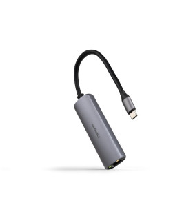 Adaptador coolbox usb - c 3.1 a rj45 con pd 100w usb - c - m aluminio color gris 18 cm