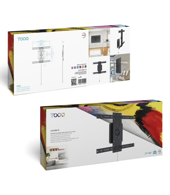 Soporte de pared tooq rotación 360° para pantallas 37 pulgadas -  80 pulgadas negro
