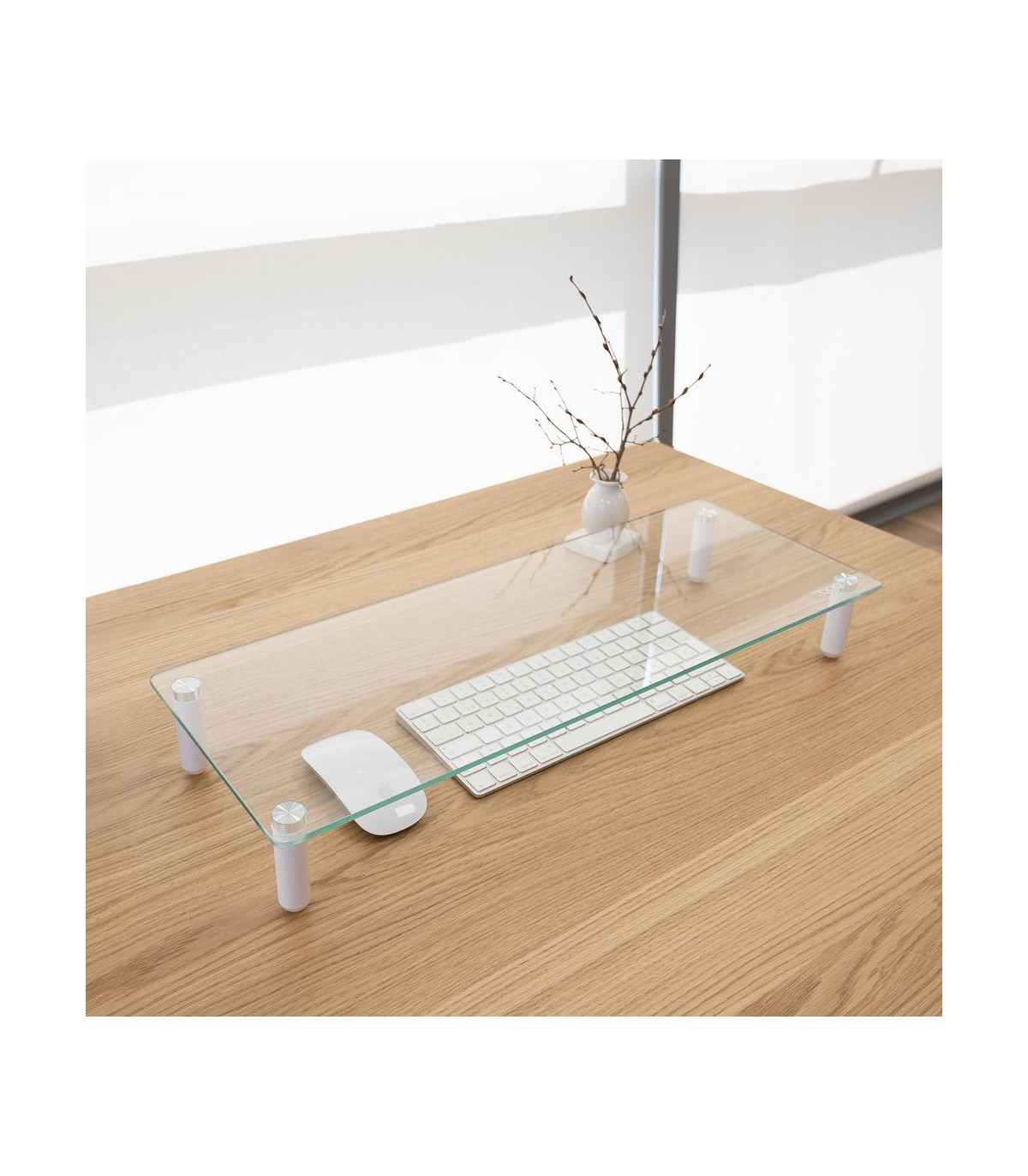 Soporte elevador tooq de vidrio para monitores