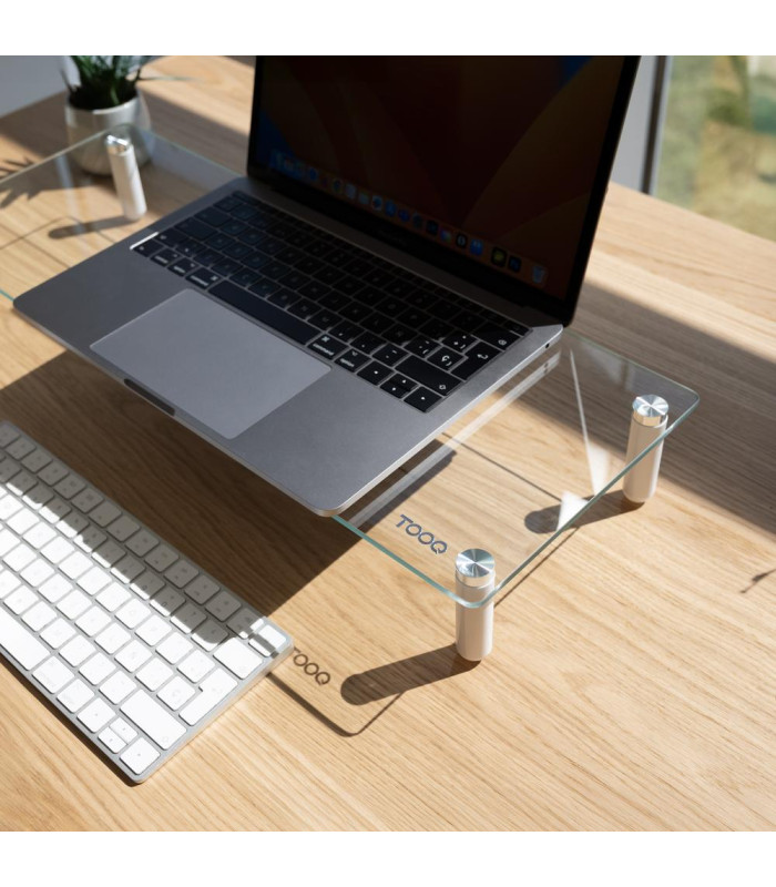 Soporte elevador tooq de vidrio para monitores
