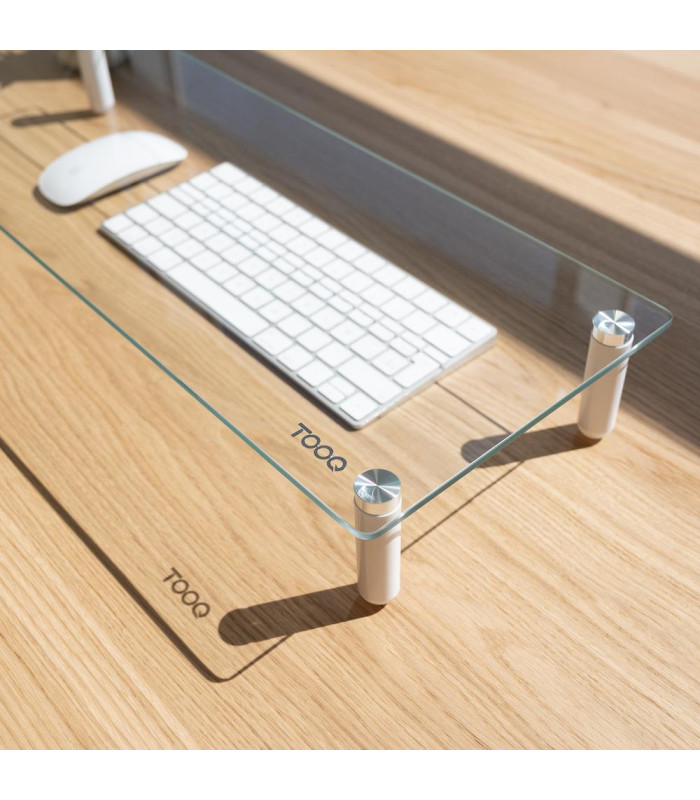 Soporte elevador tooq de vidrio para monitores