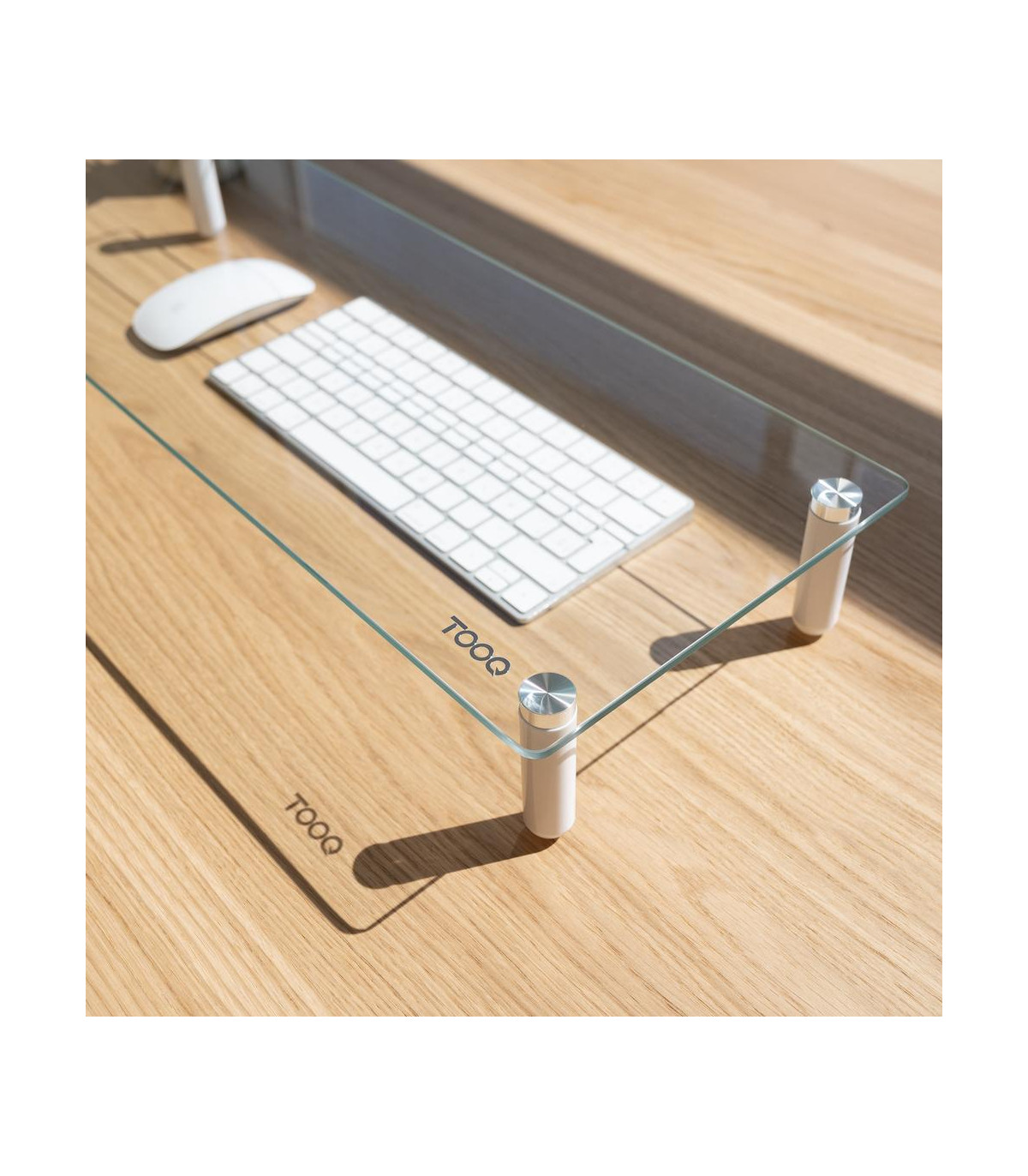 Soporte elevador tooq de vidrio para monitores