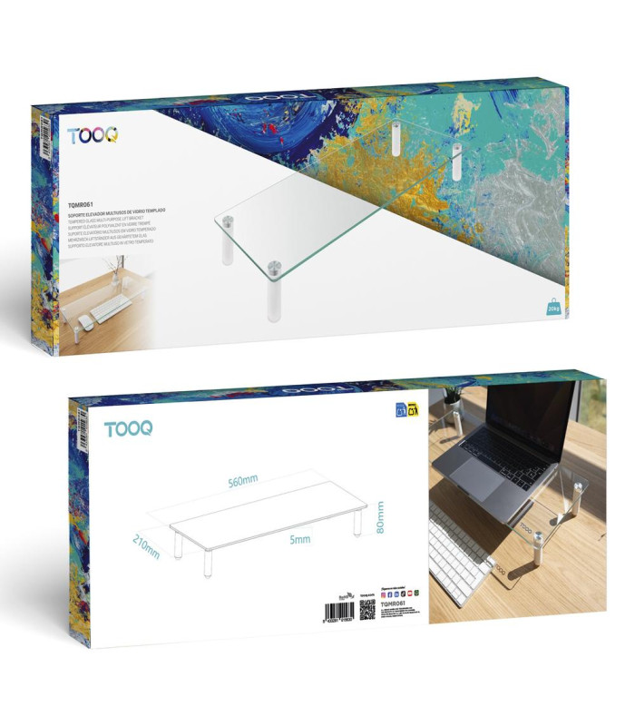 Soporte elevador tooq de vidrio para monitores