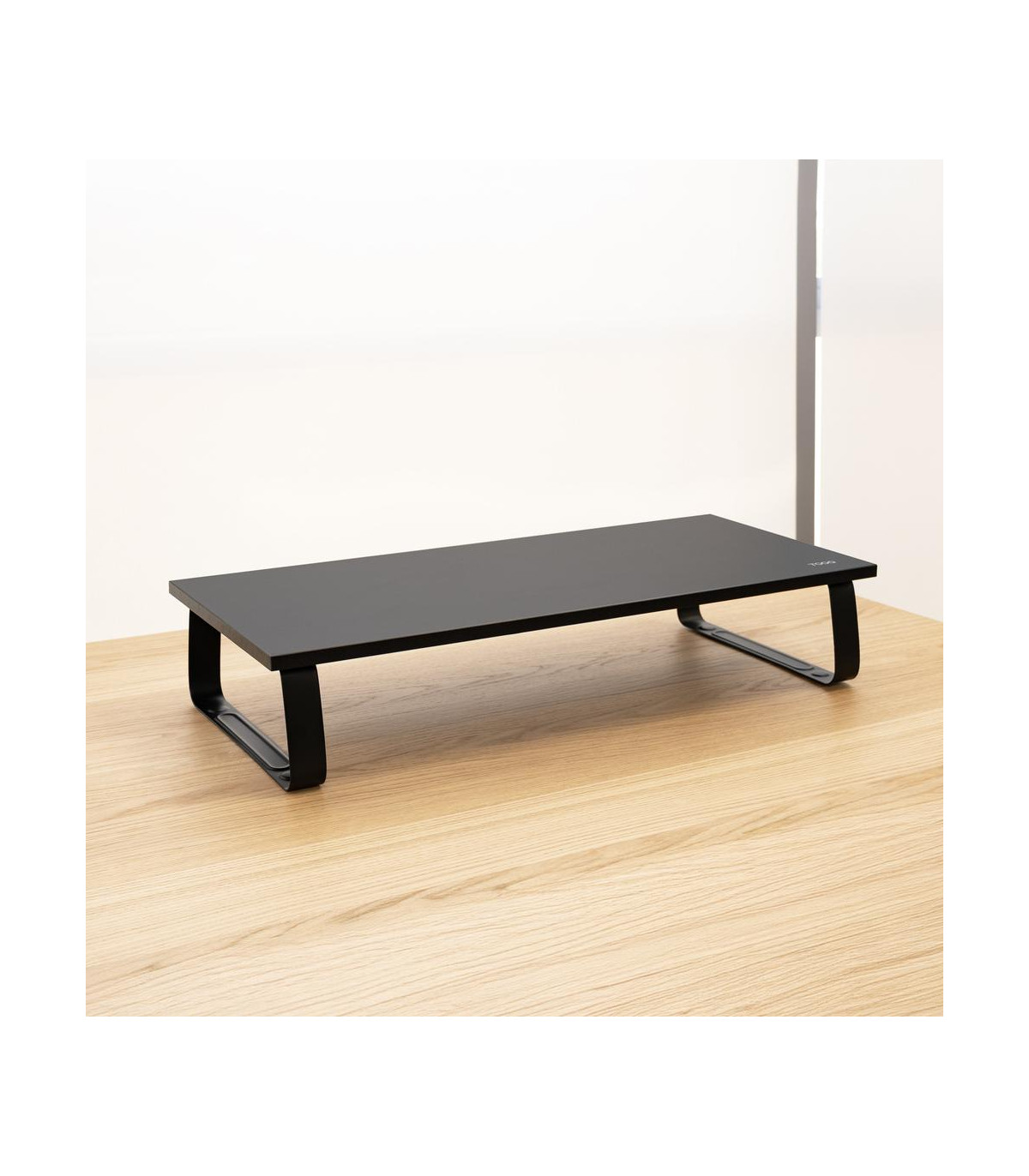 Soporte elevador tooq de madera para monitores negro