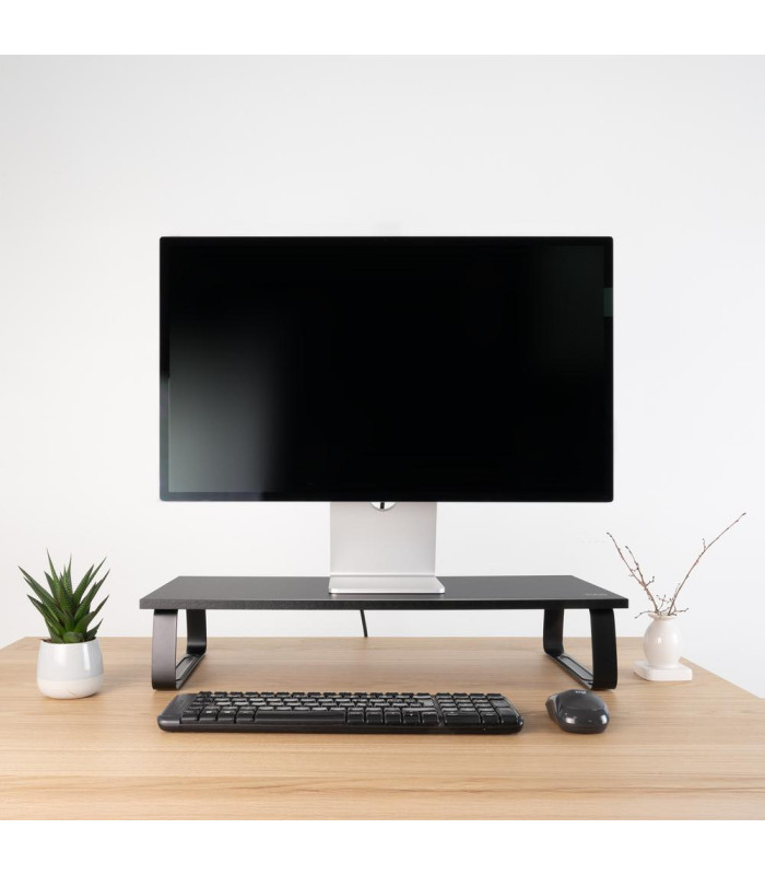 Soporte elevador tooq de madera para monitores negro