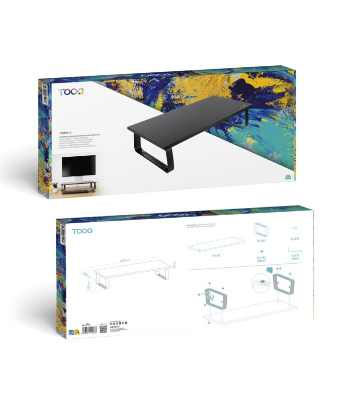 Soporte elevador tooq de madera para monitores negro