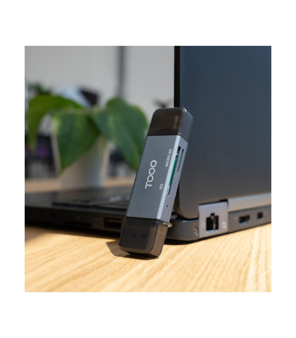 Lector de tarjetas tooq sd + tf - con entradas usb - c 3.0 + usb a - gris