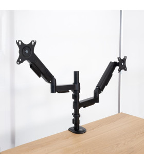 Soporte mesa tooq pantalla gira inclina 2 brazos 17 - 32 negro