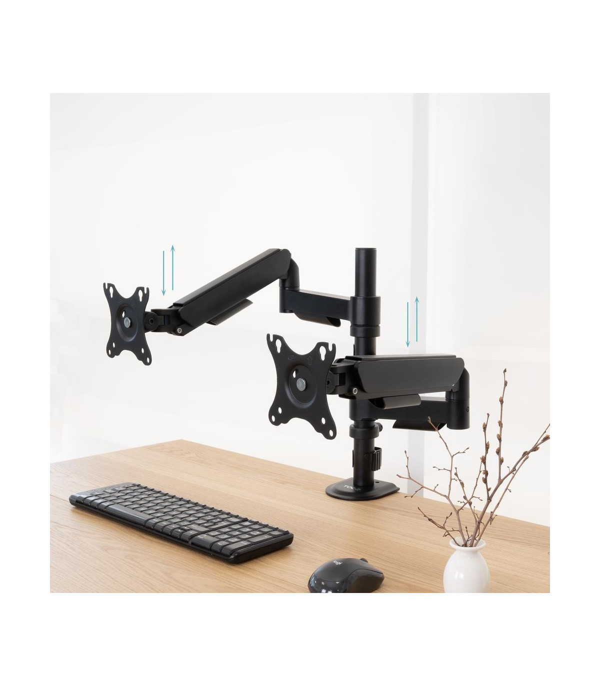 Soporte mesa tooq pantalla gira inclina 2 brazos 17 - 32 negro