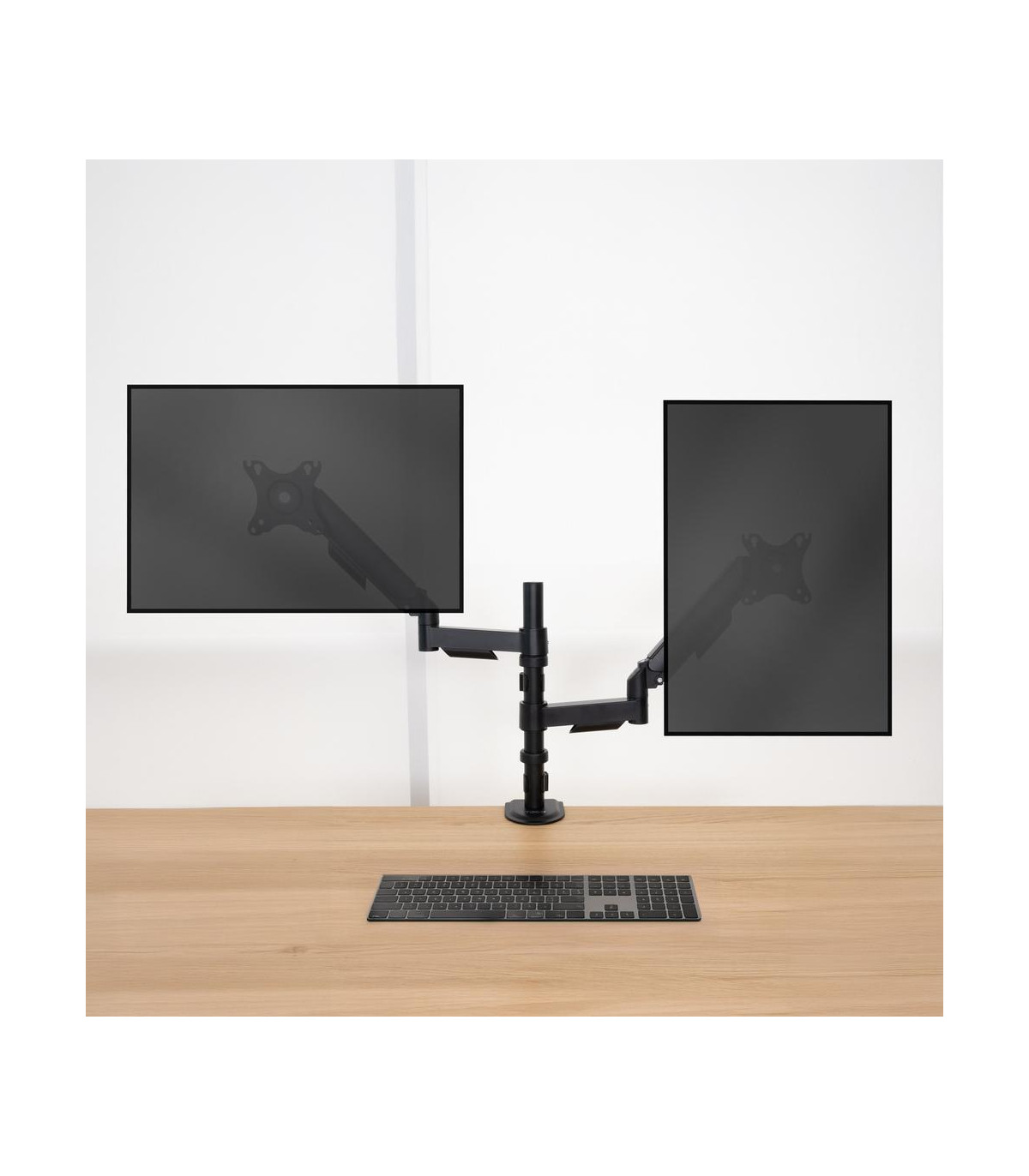 Soporte mesa tooq pantalla gira inclina 2 brazos 17 - 32 negro