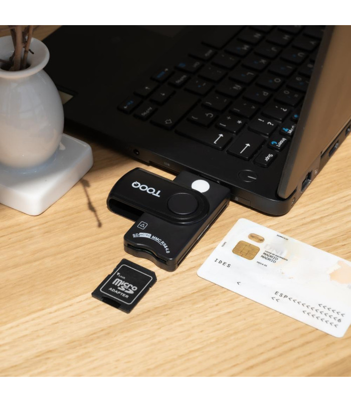 Lector tooq tarjetas inteligentes - dni electrónico - sim - sd - sf - usb - a - negro
