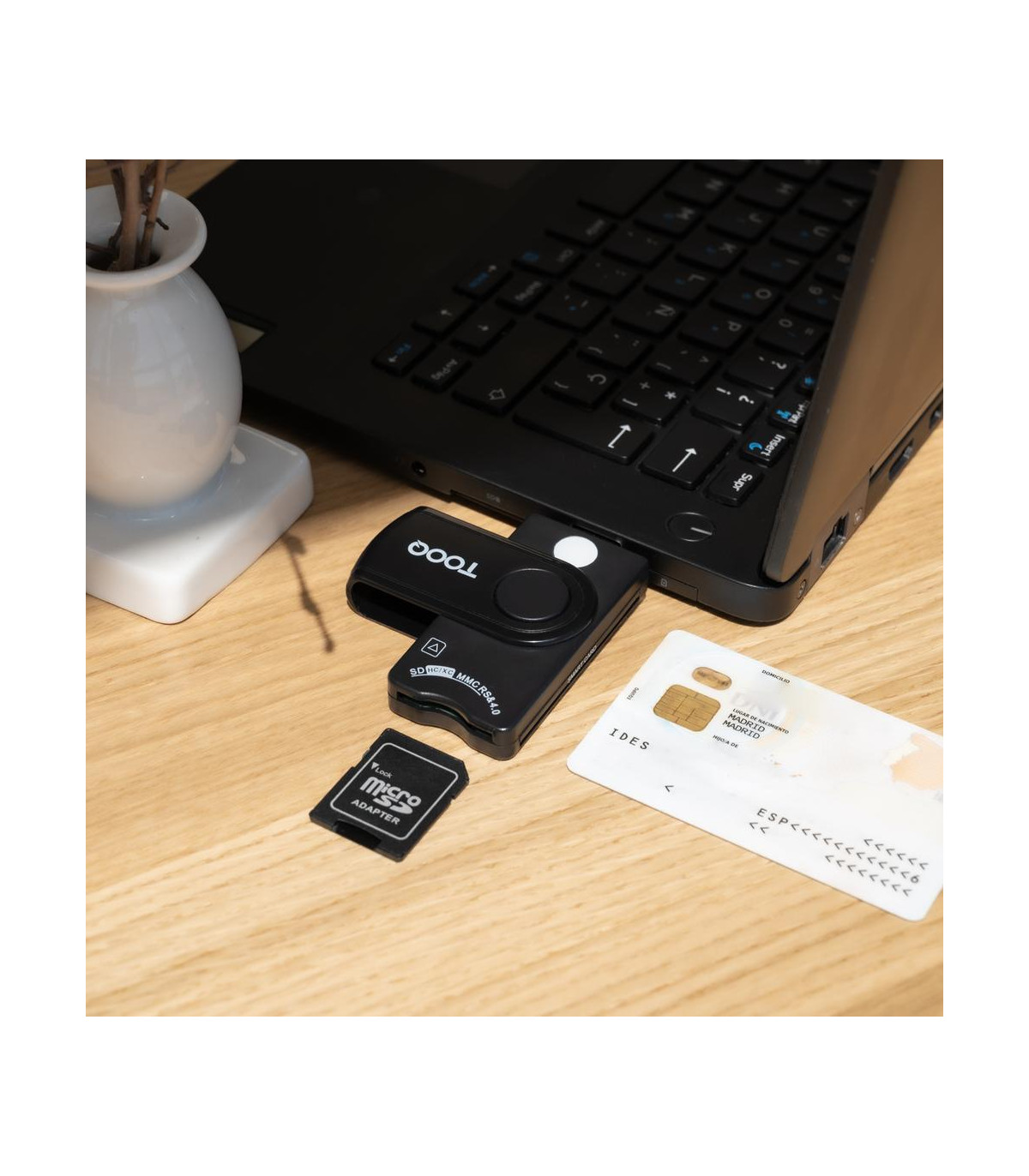 Lector tooq tarjetas inteligentes - dni electrónico - sim - sd - sf - usb - a - negro