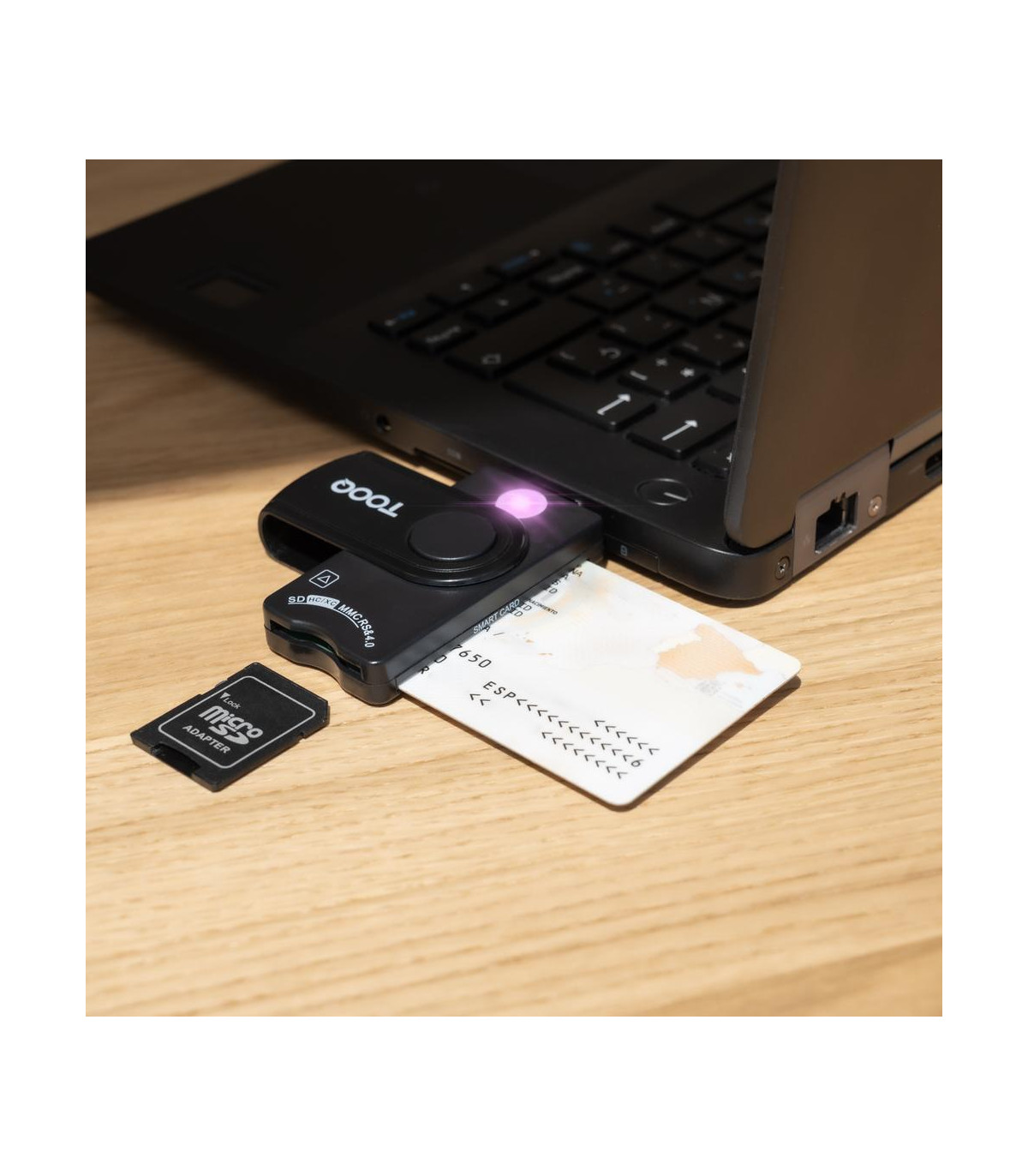 Lector tooq tarjetas inteligentes - dni electrónico - sim - sd - sf - usb - a - negro