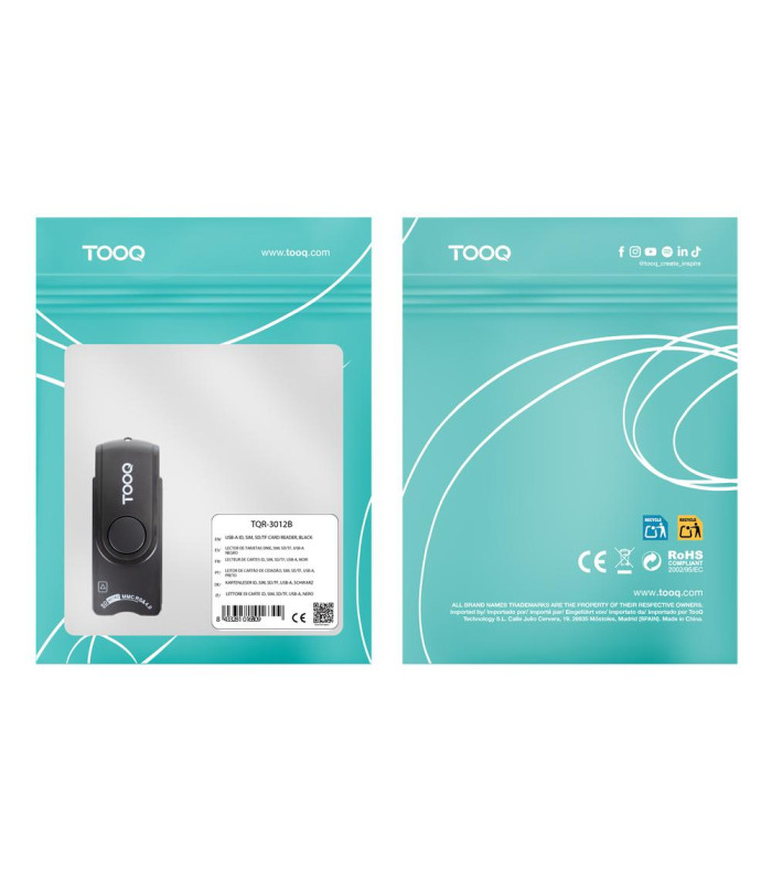 Lector tooq tarjetas inteligentes - dni electrónico - sim - sd - sf - usb - a - negro