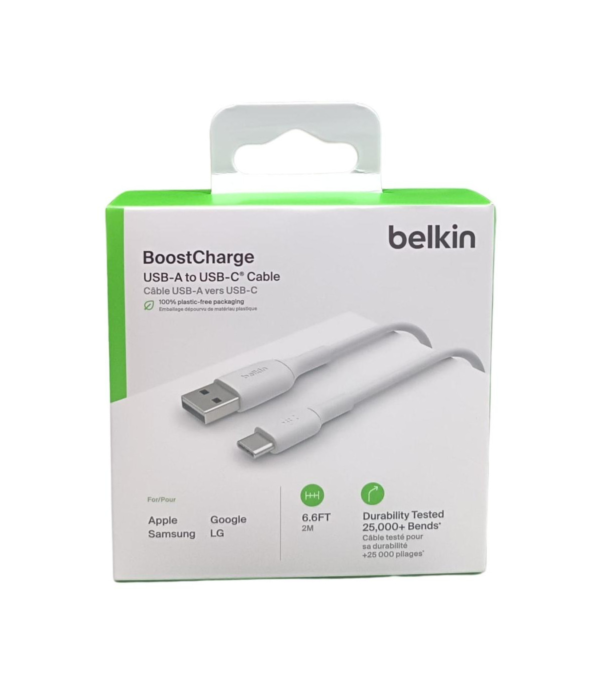 Cable usb tipo c a usb tipo a belkin 2m -  macho - macho -  blanco