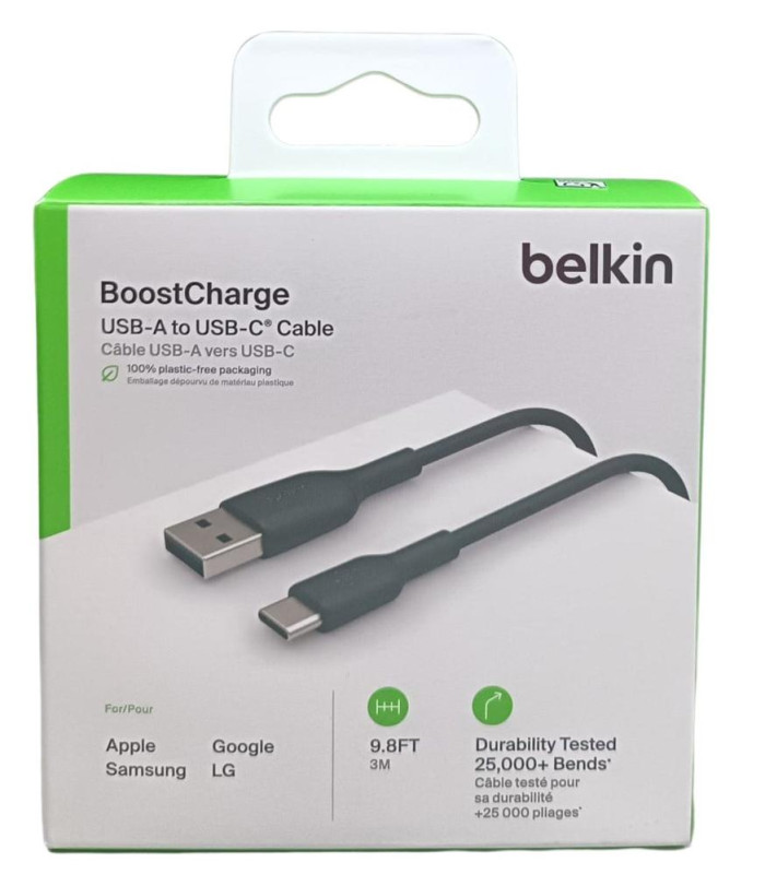 Cable usb tipo c a usb tipo a belkin 3m -  macho - macho -  negro
