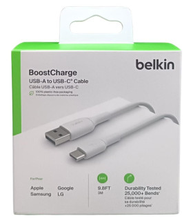 Cable usb tipo c a usb tipo a belkin 3m - macho - macho - blanco