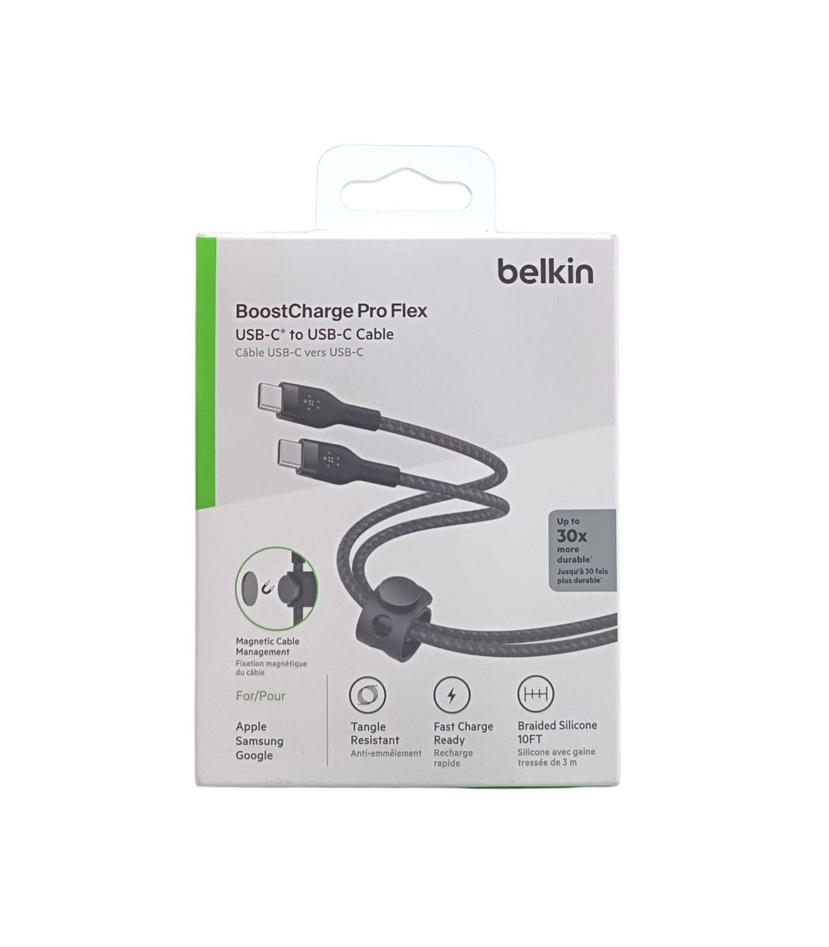 Cable usb tipo c belkin 3m -  macho - macho -  negro -  trenzado