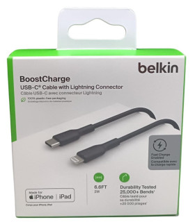 Cable lightning a usb tipo c belkin 2m - macho - macho - negro - trenzado