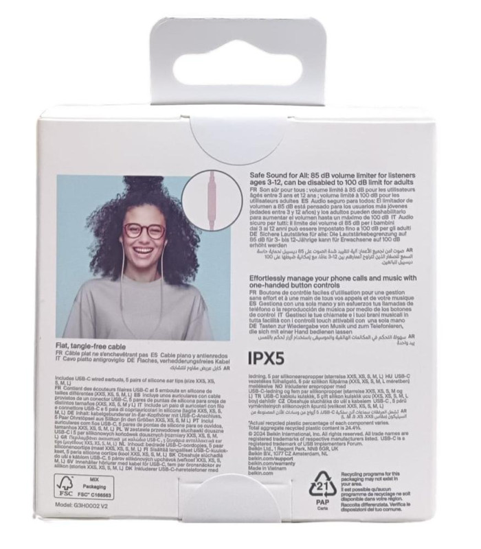 Auriculares belkin g3h0002hqpkv2 rosa