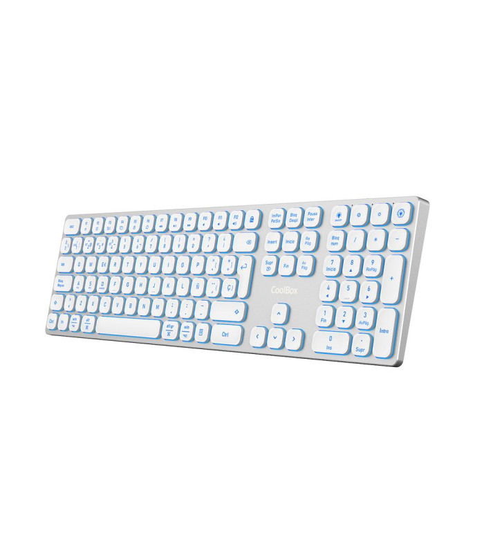 Teclado inalambrico retroiluminado coolbox moonlight key b431 plata blanco