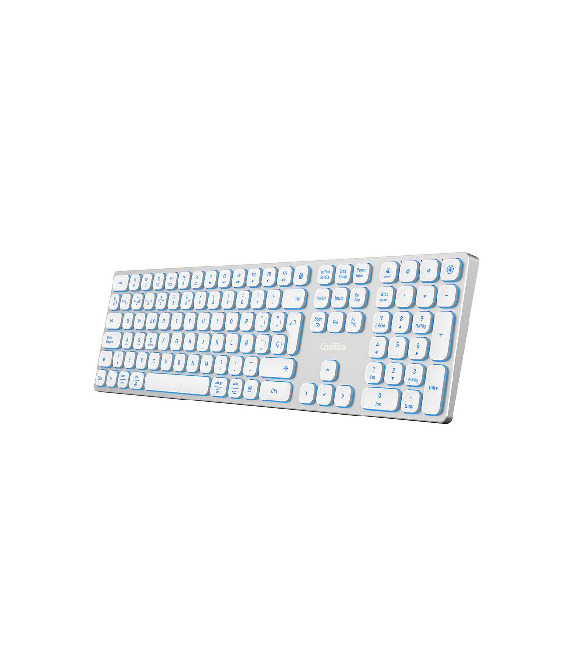 Teclado inalambrico retroiluminado coolbox moonlight key b431 plata blanco