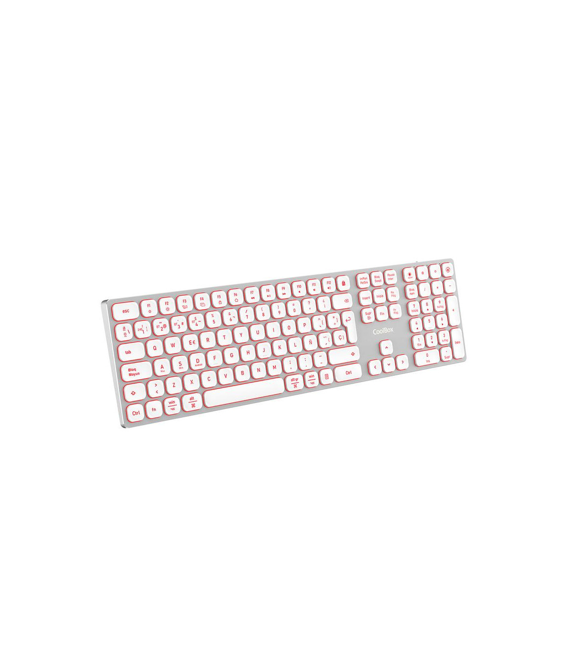 Teclado inalambrico retroiluminado coolbox moonlight key b431 plata blanco