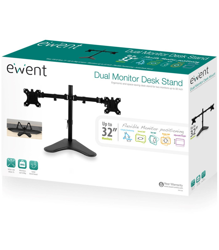 Soporte de mesa ewent ew1536 para 2 monitores de hasta 32 pulgadas